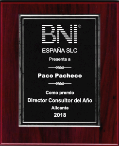 Premio al mejor Director de BNI España del año 2018 (1)