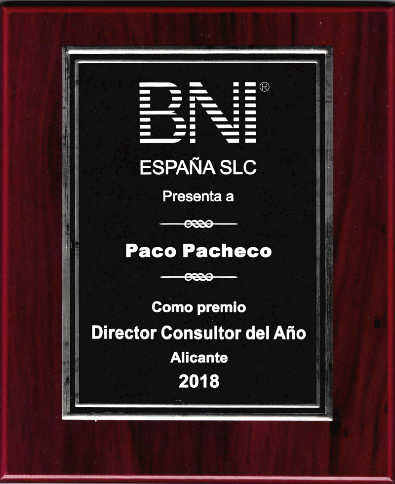 Premio al mejor Director de BNI España del año 2018 (1)